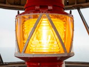 Summer evening photo of the North Lighthouse, New Shoreham, Block Island, Rhode Island. August 2023